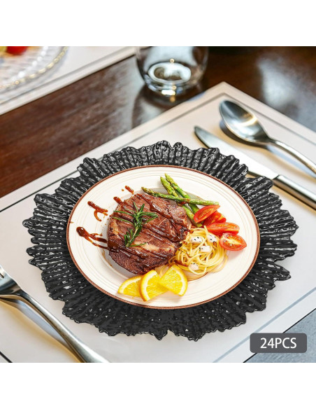 Juego de 100 Platos Cargadores Redondos QUSKLISU 33 cm Negro