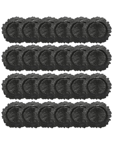 Juego de 100 Platos Cargadores Redondos QUSKLISU 33 cm Negro