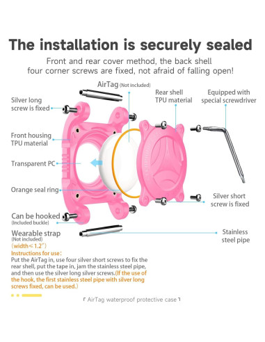Funda Impermeable IP68 para Airtag U. EHome - Collar Perro 2 Pz