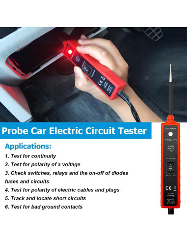 Probador de Circuito de Potencia Mandark 6-24V Rojo