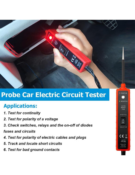Probador de Circuito de Potencia Mandark 6-24V Rojo