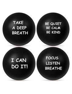 Ceenna 4 Pelotas Antiestrés Motivacionales 6.3 cm Negro