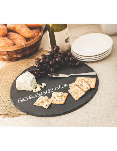 Tabla de Queso de Pizarra Redonda Fox Run 30.48 cm Gris