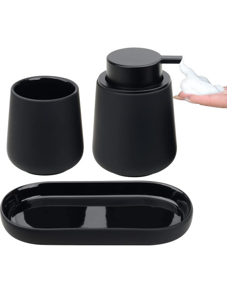 Juego de Accesorios de Baño Negro BosilunLife 3 Piezas