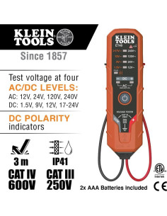 Probador Digital de Voltaje AC/DC Klein Tools ET40 12-240V 2