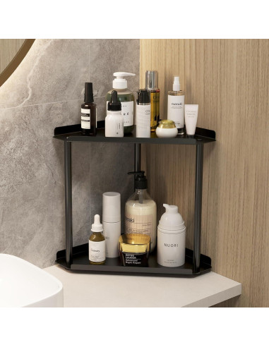 Organizador de Baño Jesginboo 2 Niveles Esquinero Negro