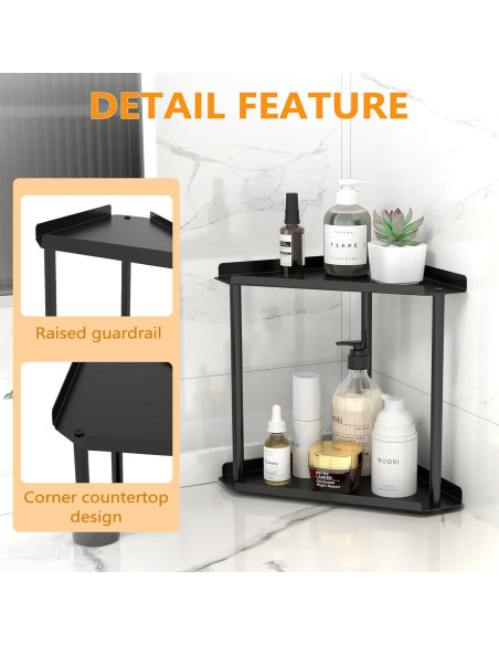 Organizador de Baño Jesginboo 2 Niveles Esquinero Negro Organizador de Baño Jesginboo 2 Niveles Esquinero Negro