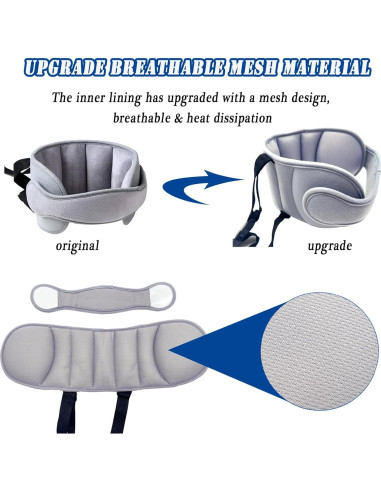 Banda de Soporte para Cabeza de Silla de Auto Bebé StoHua Gris