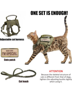 Arnés Táctico AIWAI para Gato Grande y Perro Pequeño Verde 2