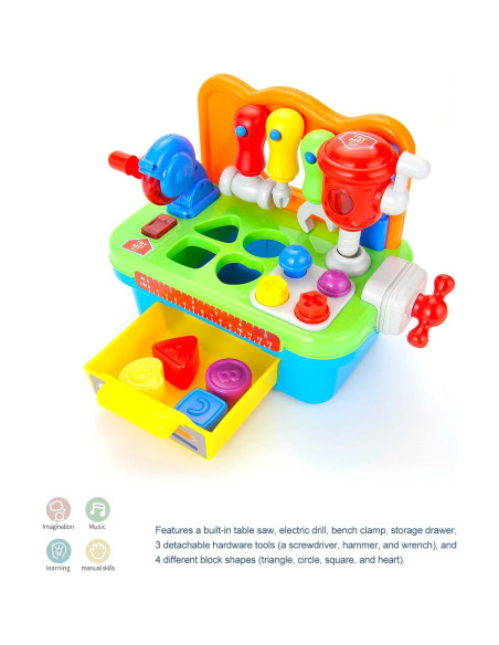 Banco de herramientas PowerTRC para niños 1-3 años con luz y sonido