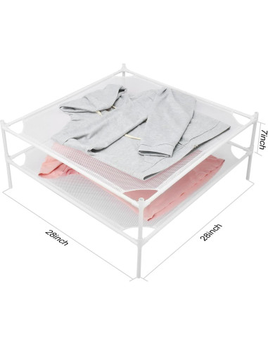 Estante Secador de Ropa Shrivee 2 Capas Malla Blanco 71cm