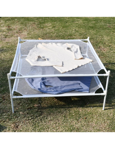 Estante Secador de Ropa Shrivee 2 Capas Malla Blanco 71cm