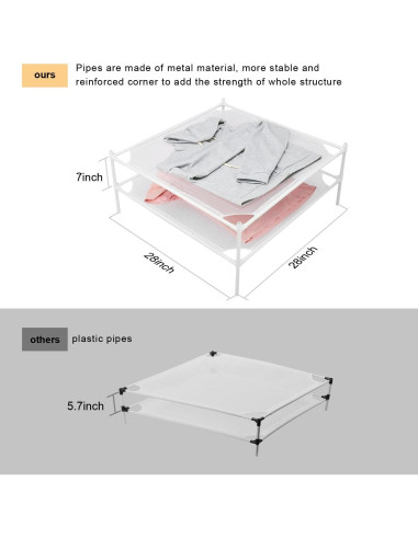 Estante Secador de Ropa Shrivee 2 Capas Malla Blanco 71cm