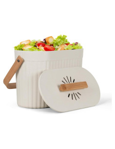 Cubo de Compostaje Yatmung 3.8L Crema con Filtro Antiodor