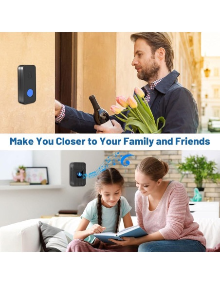 Timbre Inalámbrico Nestling IP55 Negro - 300m, 55 Timbres