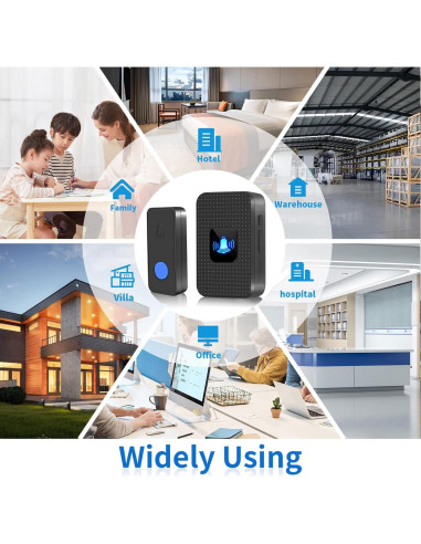 Timbre Inalámbrico Nestling IP55 Negro - 300m, 55 Timbres