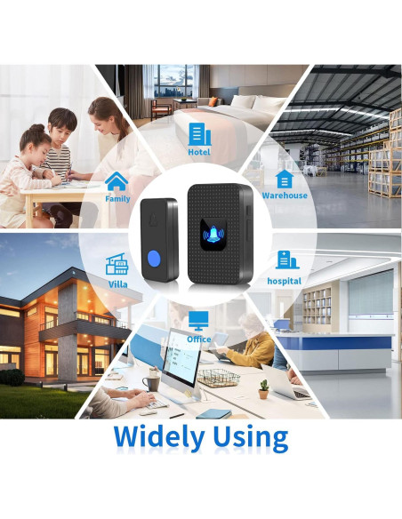 Timbre Inalámbrico Nestling IP55 Negro - 300m, 55 Timbres