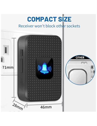Timbre Inalámbrico Nestling IP55 Negro - 300m, 55 Timbres