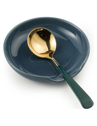 Soporte para cuchara Gomakren de cerámica azul 12.7 cm