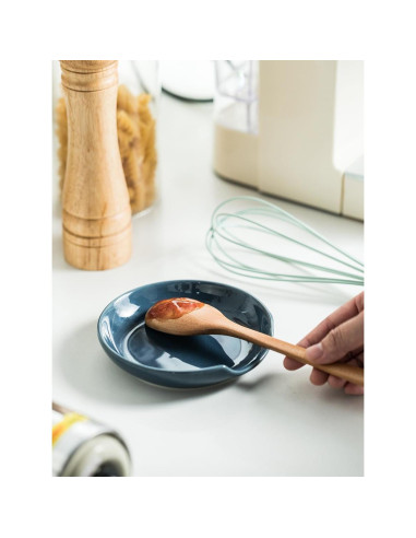 Soporte para cuchara Gomakren de cerámica azul 12.7 cm
