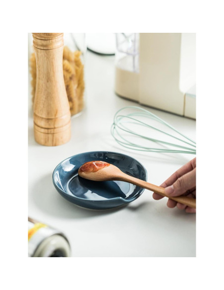 Soporte para cuchara Gomakren de cerámica azul 12.7 cm Soporte para cuchara Gomakren de cerámica azul 12.7 cm