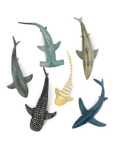Conjunto de Figuras de Tiburones Toymany 6PC - Juguetes de Baño 2
