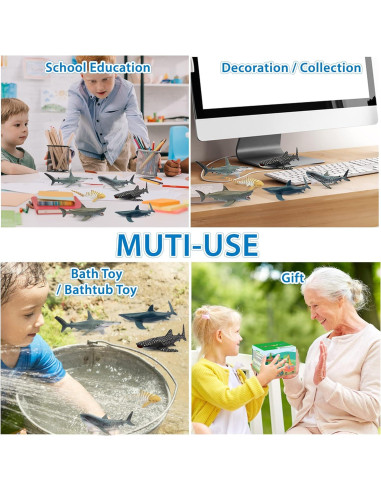 Conjunto de Figuras de Tiburones Toymany 6PC - Juguetes de Baño