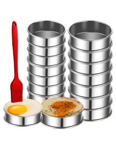 Set de Anillos de Muffin Crumpet DATANYA 16 Piezas Acero Inoxidable