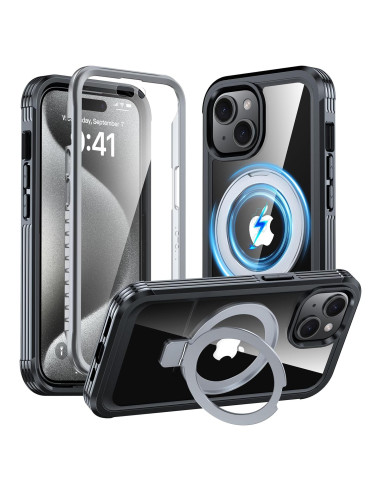 Funda Protectora GUSTAVE para iPhone 15 con Soporte MagSafe y Vidrio 9H