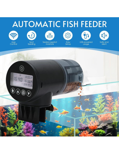 Alimentador Automático de Peces WiFi Lychee 200ml con Temporizador