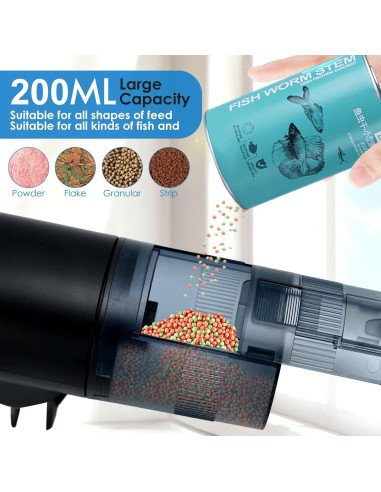 Alimentador Automático de Peces WiFi Lychee 200ml con Temporizador