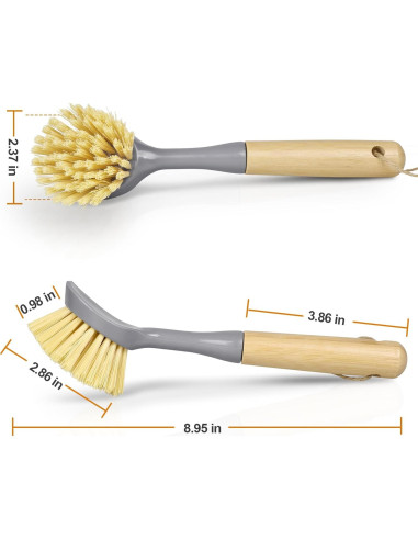 Cepillos de Cocina UEDAI con Mango de Bambú y Raspador - 2 Unidades