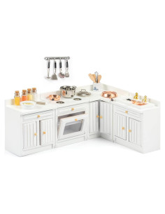Conjunto de Muebles de Cocina Miniatura SAMCAMI 1:12 - 24 Accesorios