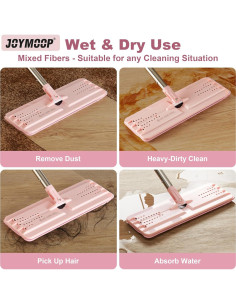 Cabezal de Mopa JOYMOOP 33x12.4cm con Paño Microfibra Rosa 2