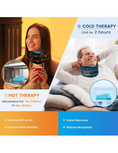 Collar Cervical Suave Relief Expert con Gel Caliente y Frío Azul