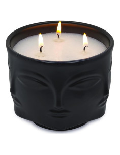 Vela Aromática de Soja 20 oz Cabeza de Buda Negra Lavanda