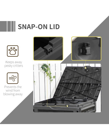 Bin de Compostaje Outsunny 120 Galones 450L Negro con 80 Ventilaciones