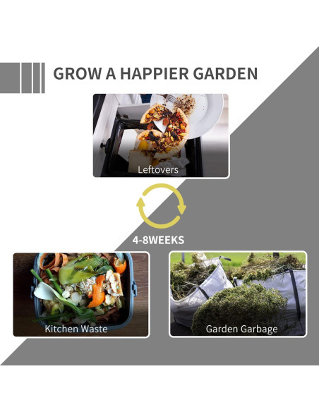 Bin de Compostaje Outsunny 120 Galones 450L Negro con 80 Ventilaciones