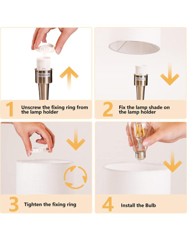Lámpara de Mesa KUNJOULAM Plateada 43.9 cm Lino Cilíndrica