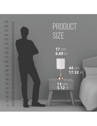 Lámpara de Mesa KUNJOULAM Plateada 43.9 cm Lino Cilíndrica