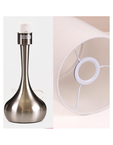 Lámpara de Mesa KUNJOULAM Plateada 43.9 cm Lino Cilíndrica