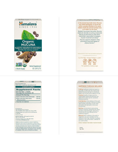 Suplemento Herbal Mucuna Pruriens Himalaya 600 mg 60 Tabletas