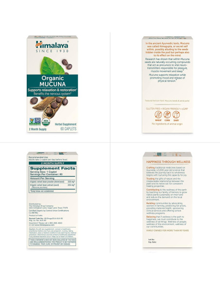 Suplemento Herbal Mucuna Pruriens Himalaya 600 mg 60 Tabletas Suplemento Herbal Mucuna Pruriens Himalaya 600 mg 60 Tabletas