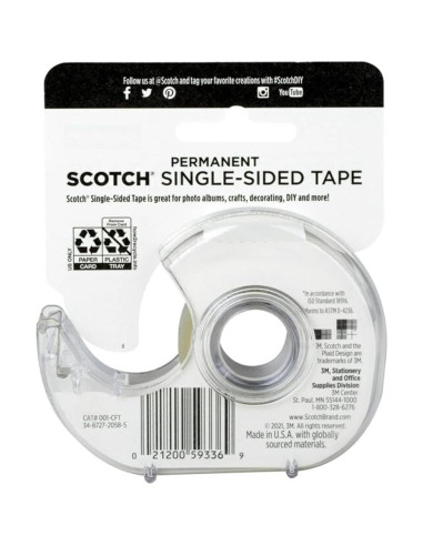Cinta Adhesiva Permanente Scotch Create 1-Pack 1.9 cm x 101.6 m
