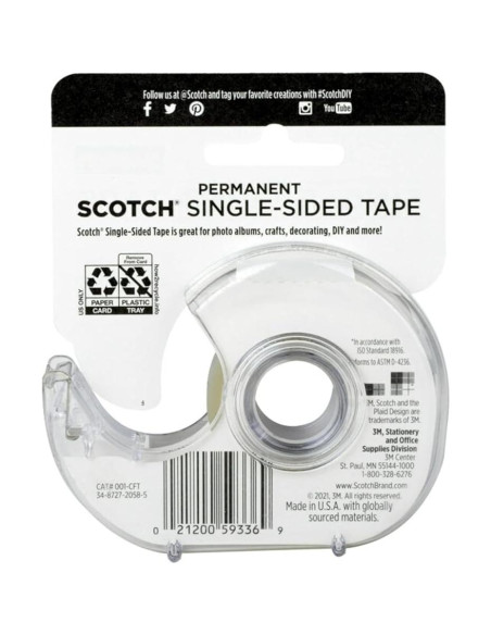 Cinta Adhesiva Permanente Scotch Create 1-Pack 1.9 cm x 101.6 m