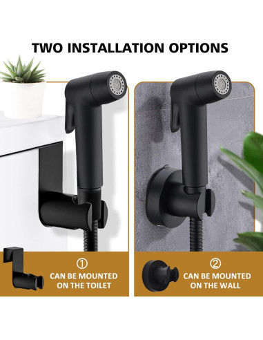 Rociador de Bidet de Mano Hoanmpy con Manguera 1.49m Negro