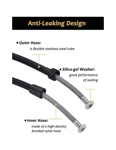 Rociador de Bidet de Mano Hoanmpy con Manguera 1.49m Negro