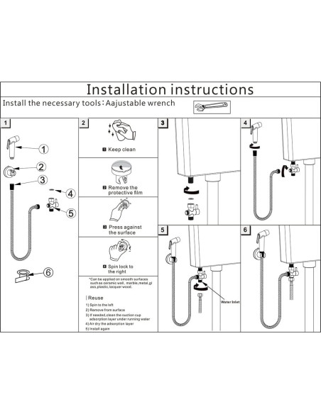 Rociador de Bidet de Mano Hoanmpy con Manguera 1.49m Negro