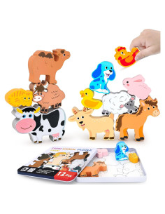 Rompecabezas de Animales de Madera 12 Piezas Montessori