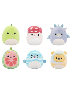 Squishmallows Micromallows 6-Pack Original - Dinosaurio, Dragón, Hongo y más